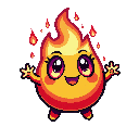Ember, o mascote em pixel art do QuitStreak, no estágio Chama